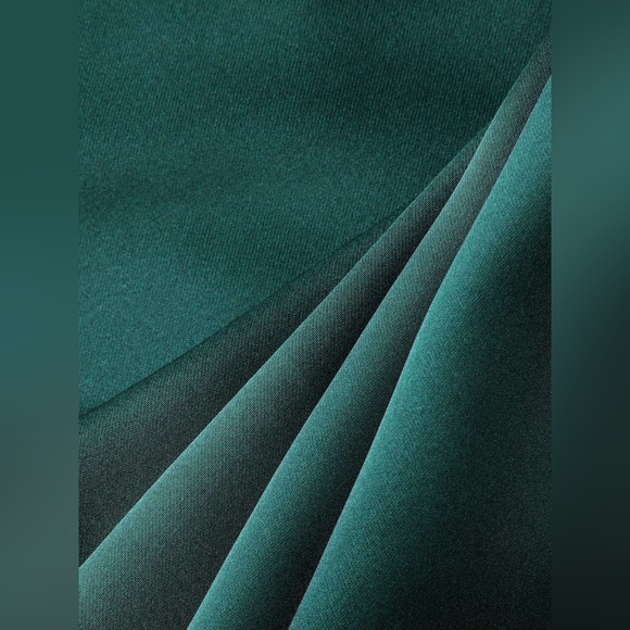 NWT Cider Solid Satin Green Backless Twist Front Midi Dress - Picture 8 of 8